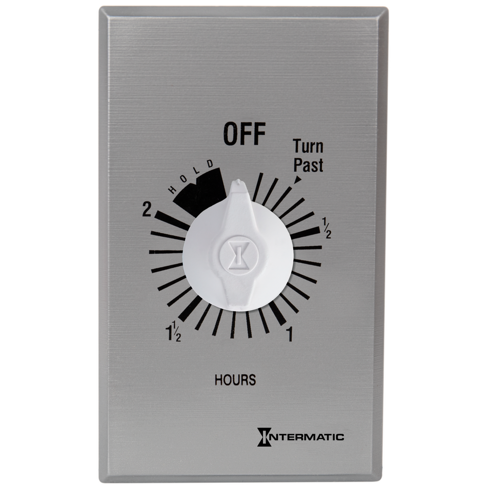 Intermatic FF32HH, Spring Wound Countdown Timer, Commercial, 125-277V, 50/60 Hz, SPDT, 2 Hour Max, With Hold, Silver