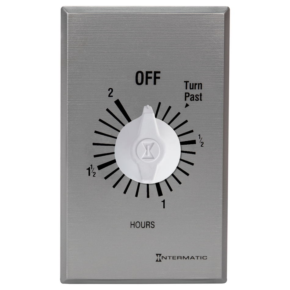 Intermatic FF32H, Spring Wound Countdown Timer, Commercial, 125-277V, 50/60 Hz, SPDT, 2 Hour Max, Without Hold, Silver