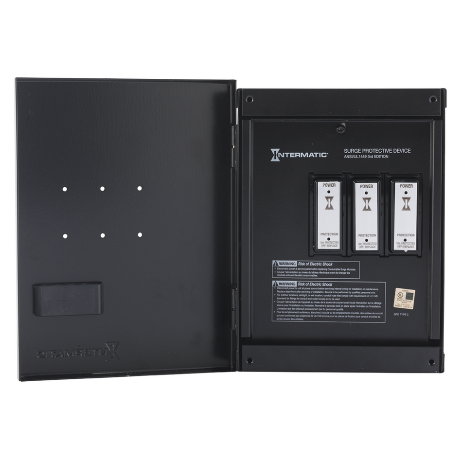 Intermatic IG2280-IM, Surge Protective Device, Single (Split) Phase, 6-Mode, 120/240 VAC, 1Ph Type 2, Indoor type 1 metal, Black