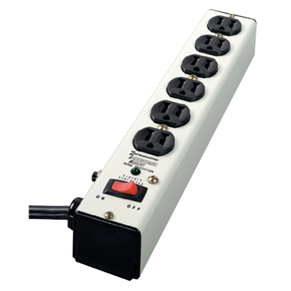 Intermatic IG112663, Surge Protective Device, Point-of-use Strip, White, 3-Mode, 6 Outlets, 125 VAC, Type 3