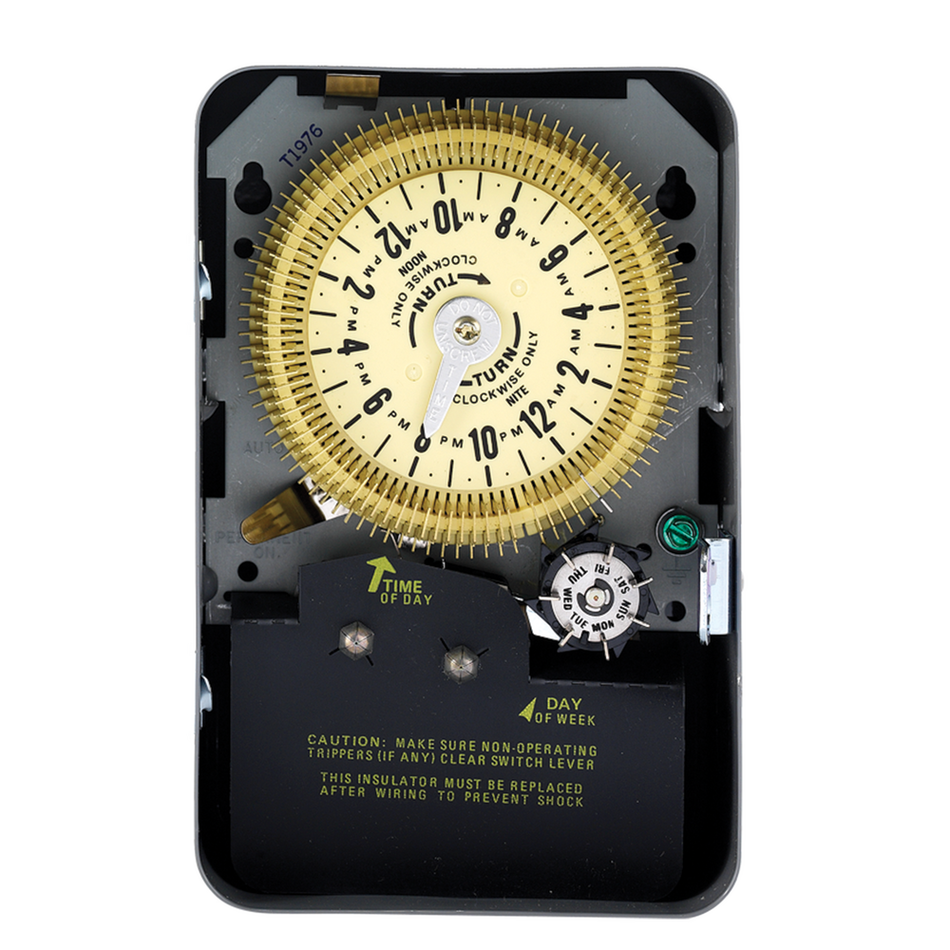 Intermatic T1976, 24-Hour Mechanical Time Switch with Skip-a-Day, 208-277 VAC, 60Hz, SPDT, Indoor Metal Enclosure, 15 Minute Interval