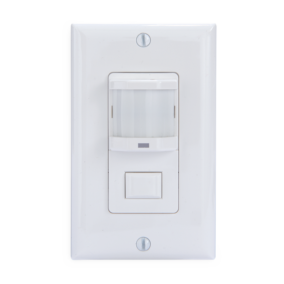 Intermatic IOS-DPBIF-WH, Residential In-Wall Push Button PIR Occupancy Sensor, White