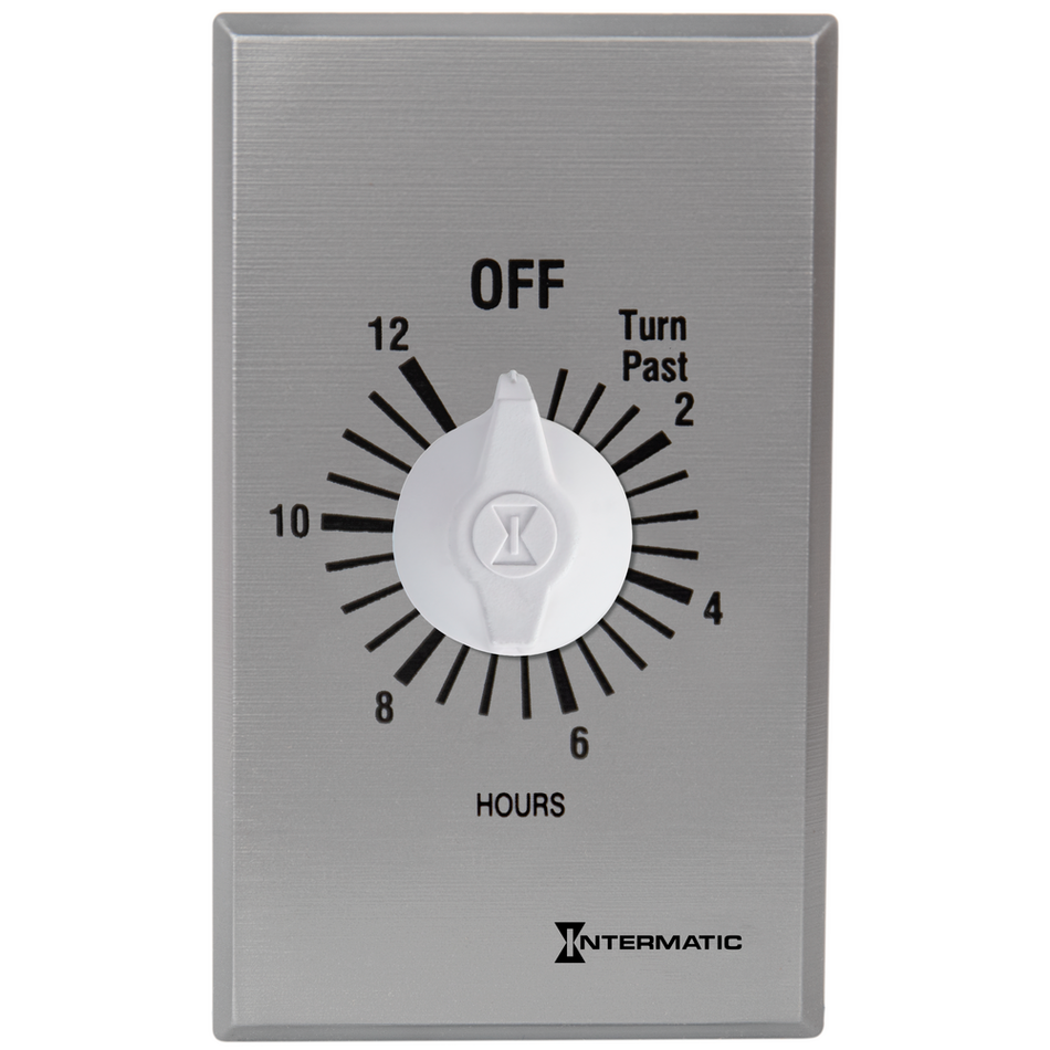 Intermatic FF312H, Spring Wound Countdown Timer, Commercial, 125-277V, 50/60 Hz, SPDT, 12 Hour Max, Without Hold, Silver