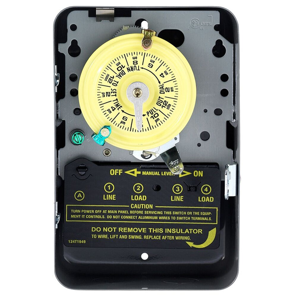 Intermatic T104-50, 24-Hour Mechanical Time Switch, 208-277 VAC, 50Hz, DPST, Indoor Metal Enclosure