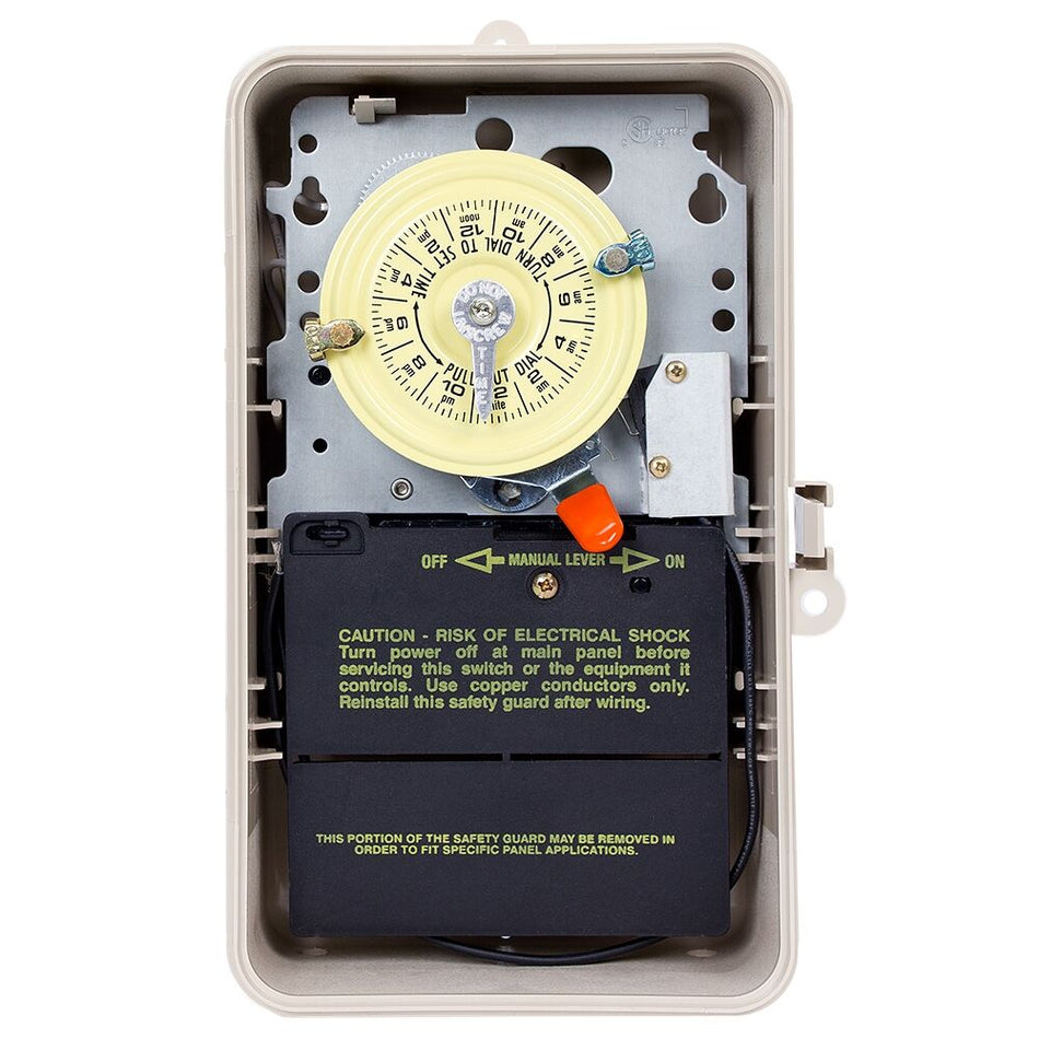 Intermatic T104P201, 24-Hour 208-277V Mechanical Time Switch, DPST, Pool Heater Protection, Type 3R Plastic Enclosure