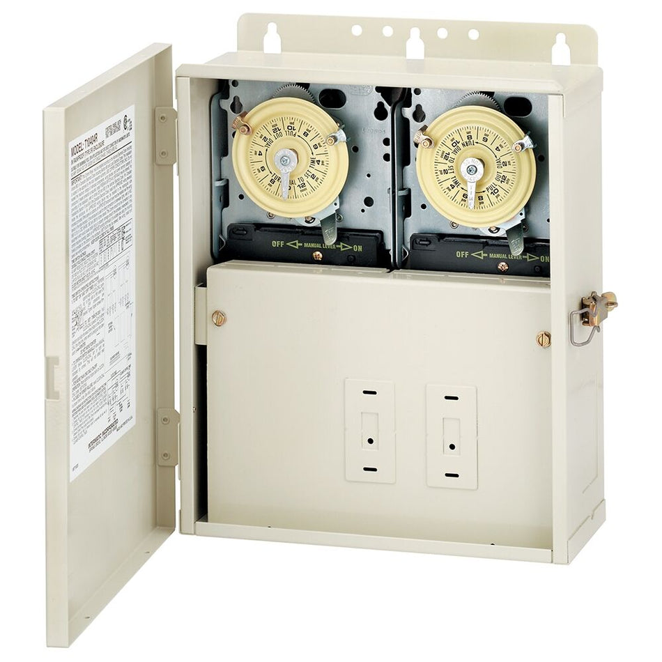Intermatic T10404R, Control Panel with Two T104M Mechanisms