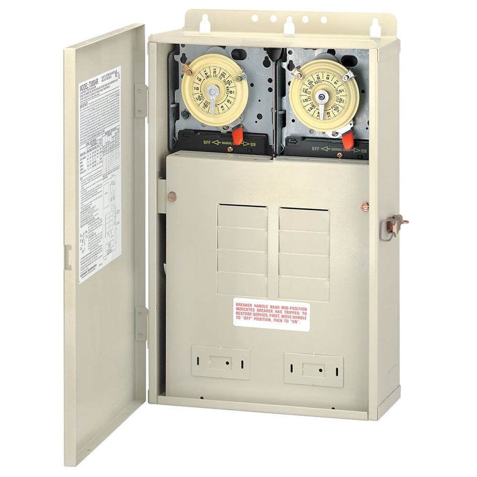 Intermatic T30404R, 100 A Load Center with Two T104M Mechanisms, 8-Breaker Spaces