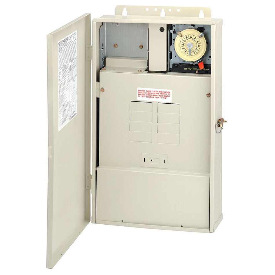 Intermatic T40004RT1, 100 A Load Center with 100 W Transformer and T104M Mechanism, 8-Breaker Spaces