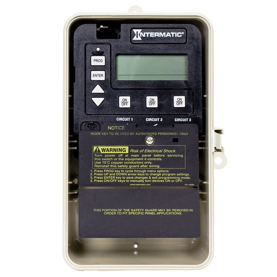 Intermatic PE153PF, 24-Hour Electronic Time Control, 3-Circuit, Freeze Protection Probe, Type 3R Plastic Enclosure, 120/240V