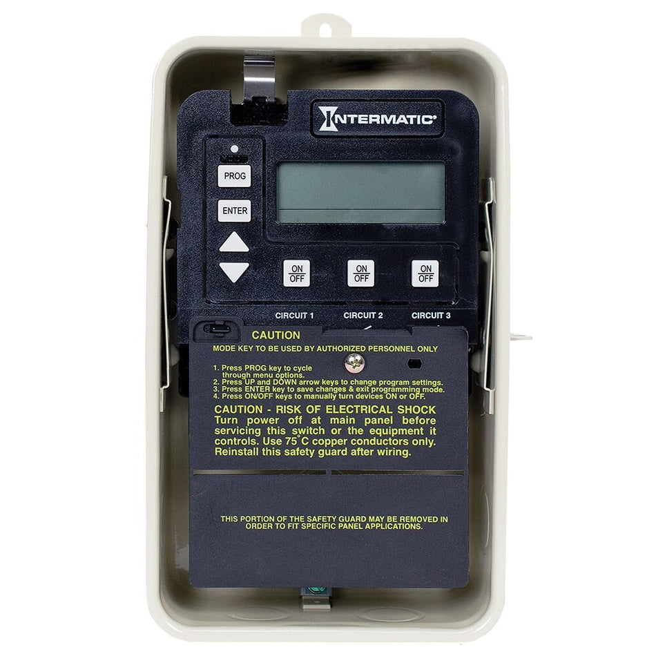 Intermatic PE153F, 24-Hour Electronic Time Control, 3-Circuit, Freeze Protection Probe, Type 3R Metal Enclosure, 120/240V