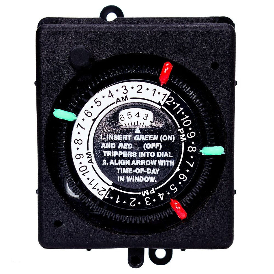 Intermatic PB914N84, 24-Hour 208-277V Mechanical Panel Mount Timer with Manual Override, 4 Trippers