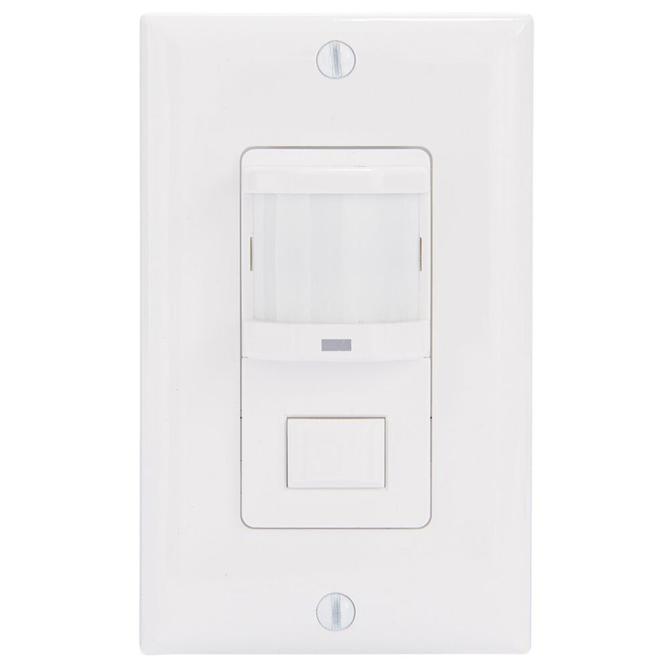 Intermatic IOS-DPBIMF-WH, Residential In-Wall Push Button PIR Occupancy Sensor, No Neutral Required, White