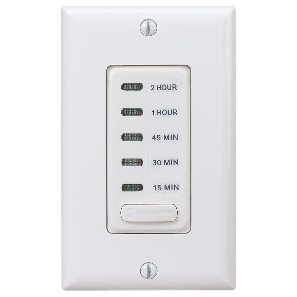 Intermatic EI235W, In-Wall Electronic Countdown Timer, 15/30/45/60/120 Min. Time Range, Single Pole, Max. 1800 Watt, 120 Volt, White ﻿