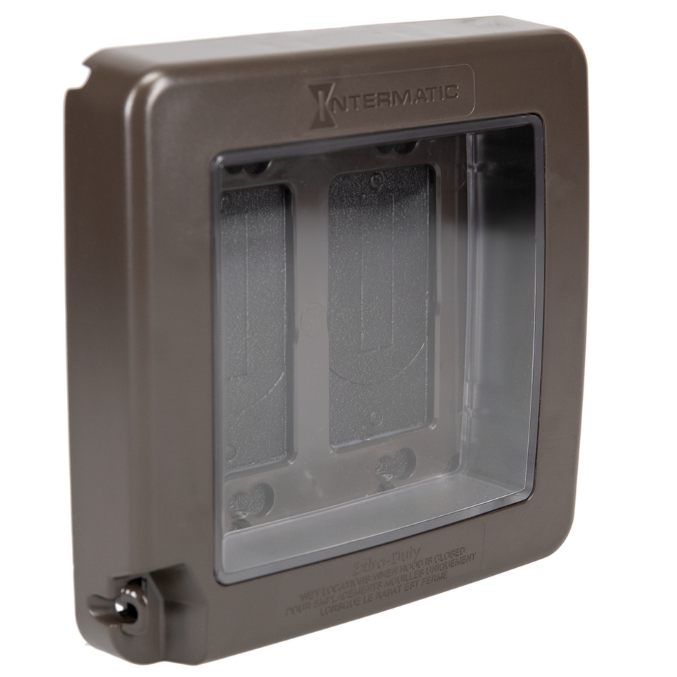 Intermatic WP7200BR, Low-Profile Extra-Duty Plastic In-Use Weatherproof Cover, Double-Gang, Vrt, Bronze