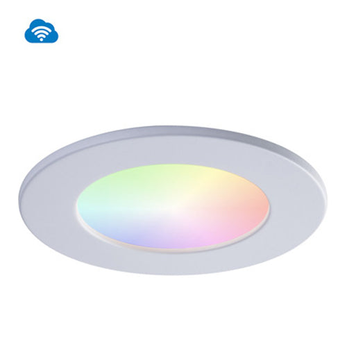 Liteline SLM4-RGBTW-WZ-WHBK, 4" Slim LED OnCloud Round Recessed Downlighting, 12W, 100-135V, 2700-5000K RGB + Tunable White, Wi-Fi Dimming, White / Black Finish