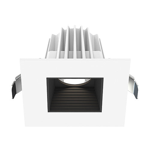 Lotus JXL-COB02-S08W-CCT-WH-2SR-BF-BK, 2" Square White Recessed Economy LED, 120VAC, 8W, 3CCT, 520/570/550 Lumens, Baffle Black Reflector, 36° Beam Angle