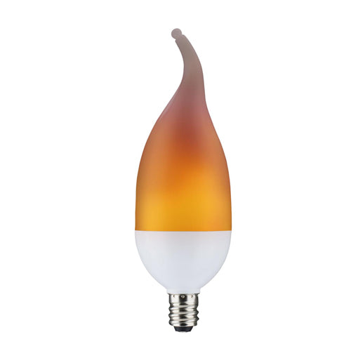 Satco S29807, 2W B11 LED Flame Bulb, 120V, Candelabra E12 Base, 1400K, 60 Lumens, Non-Dimmable