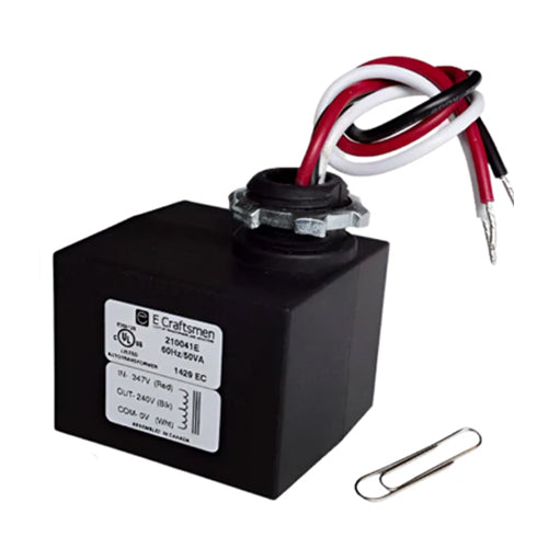 E Craftsmen 210041EB, Enclosed Slim-Line 347V Down to 240V 50VA, No Fuse Protection LED Lighting Step-Down Autotransformer