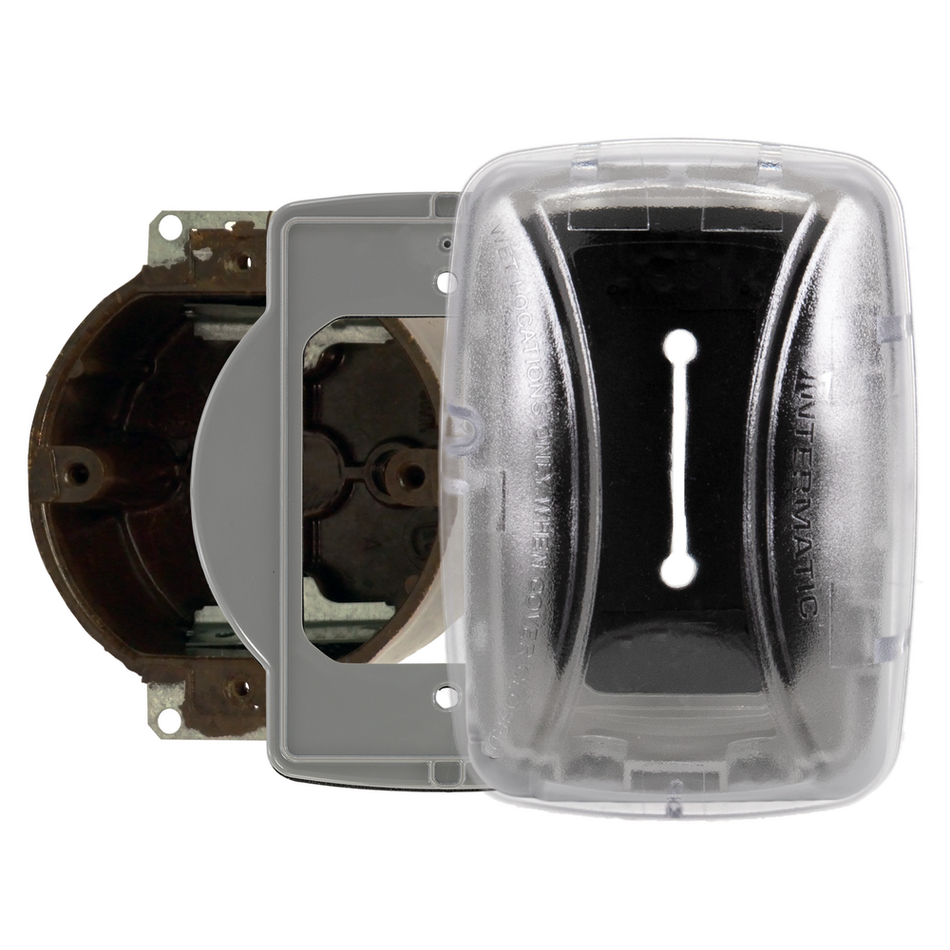 Intermatic WP3103C, Plastic In-Use Weatherproof Cover, Single-Gang, Vrt/Hrz, 2.75" Clear, 3/0 Adapter Plate
