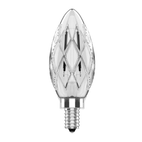 Votatec VO-FCAW5.5-12-30-D-CU, LED Cut Glass Candle Filament, 120V, 5.5W, 600 Lumens, 3000K Soft White, E12 Base