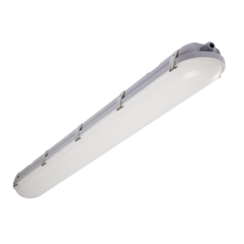 Satco 65-824R1, 4' Vapor Proof Linear Fixture with Integrated Microwave Sensor, 40W/50W/60W, 3000K/4000K/5000K Warm to Cool White, 5360-7991 Lumens