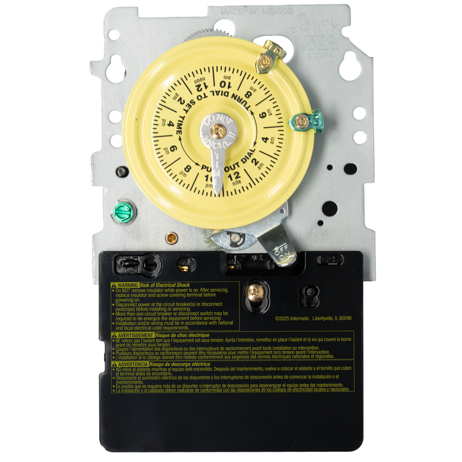Intermatic T101M, 24-Hour 120 V Mechanical Time Switch, SPST, Mechanism Only
