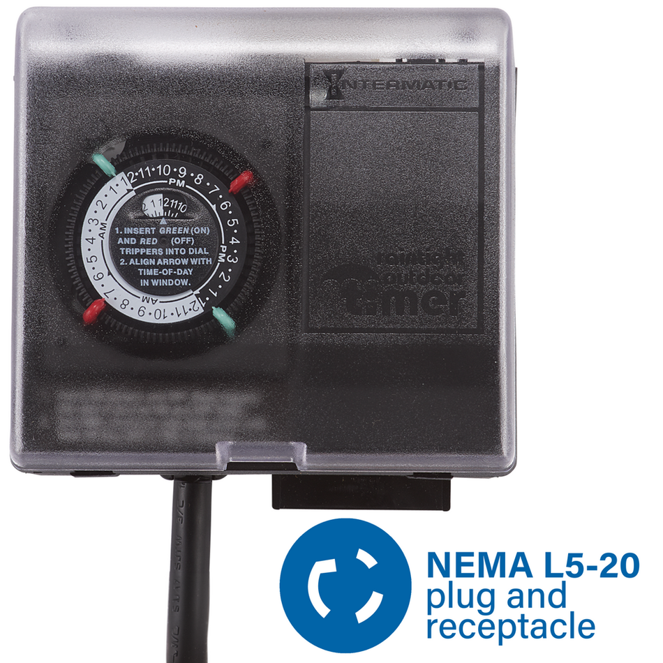 Intermatic P1131, Outdoor Mechanical Plug-In Timer with Built-In Enclosure, 120V