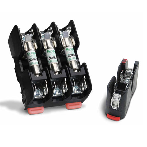 Littelfuse L600M-DINR 30A Midget (10x38 mm) Fuse Block With Pressure Plate Terminal, DIN Mount Releasable, 3 Poles, 600Vac/Vdc, L60030M-3PQDINR