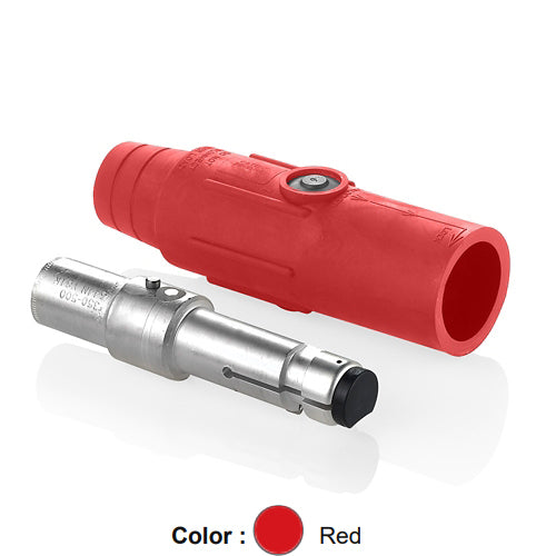 Leviton 22L22-SR, 22 Series Ball Nose Single Pole Cam-Type Male Plug, Industrial Grade, Crimp Tube Termination, 350-500 MCM Cable Range, 600 Amp Max, Red