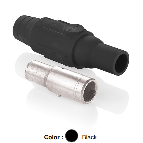 Leviton 22L25-SE, 22 Series Ball Nose Single Pole Cam-Type Female Plug, Industrial Grade, Crimp Tube Termination, 350-500 MCM Cable Range, 600 Amp Max, Black