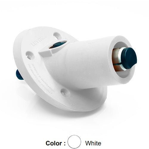 Leviton 22R23-SW, 22 Series Single Pole Cam-Type Male Panel Mount Receptacle, Industrial Grade, 30 Degree Angle, 1.00''L Threaded Stud Termination, 250-777 MCM Cable, 690 Amp Max, White
