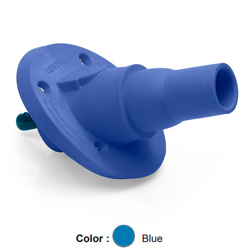 Leviton 22R24-SB, 22 Series Single Pole Cam-Type Female Panel Mount Receptacle, Industrial Grade, 30 Degree Angle, 1.00''L Threaded Stud Termination, 250-777 MCM Cable, 690 Amp Max, Blue
