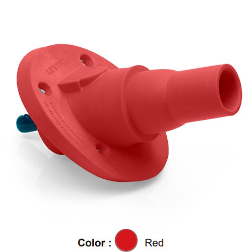 Leviton 22R24-SR, 22 Series Single Pole Cam-Type Female Panel Mount Receptacle, Industrial Grade, 30 Degree Angle, 1.00''L Threaded Stud Termination, 250-777 MCM Cable, 690 Amp Max, Red