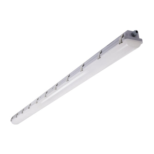Satco 65-825R1, 8' Vapor Proof Linear Fixture with Integrated Microwave Sensor, 50W/60W/72W, 3000K/4000K/5000K Warm to Cool White, 6400-9360 Lumens