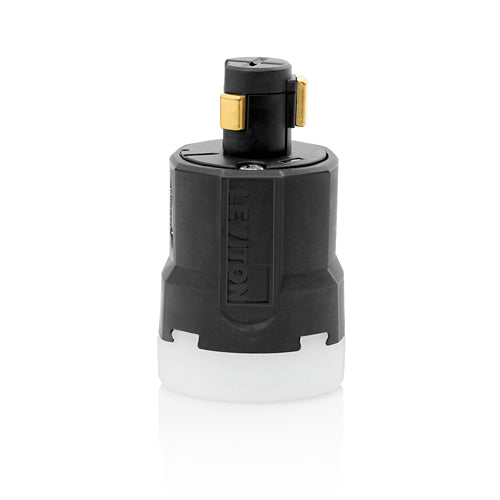 Leviton 23034-LA, Locking Plug, Industrial Grade, Power Interrupting, 20A 125V, Non-NEMA, 3-Pole, 3-Wire, Grounding, Black