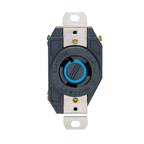 Leviton 2320, Flush Mount Locking Receptacle, Industrial Grade, 20A 250V, NEMA L6-20R, 2-Pole, 3-Wire, Grounding, Black