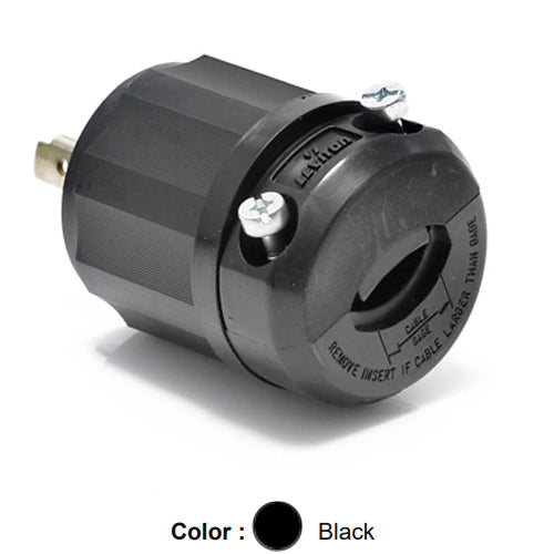 Leviton 2321-B, Locking Plug, Industrial Grade, 20A 250V, NEMA L6-20P, 2-Pole, 3-Wire, Grounding, Black