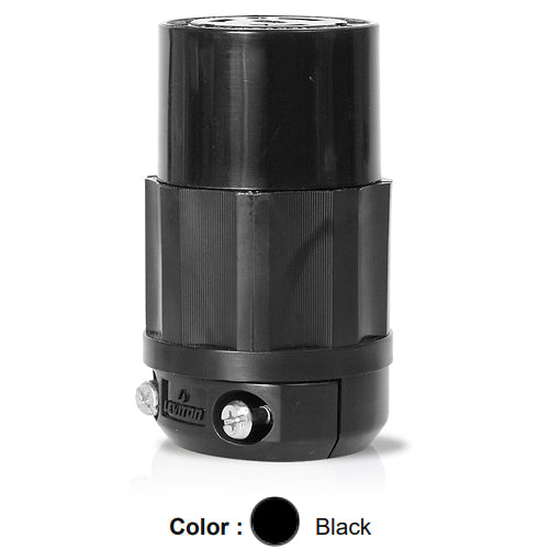 Leviton 2323-B, Locking Connector, Industrial Grade, 20A 250V, NEMA L6-20R, 2-Pole, 3-Wire, Grounding, Black
