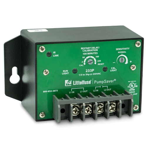 Littelfuse 233P, 233P Series, Single-Phase Pump Monitor, 230VAC, 1 Phase, Load Range: 1 ⁄3 - 3 hp
