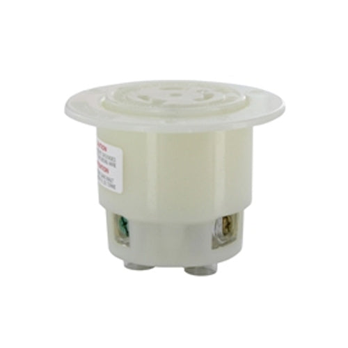 Leviton 2356, Flanged Outlet Locking Receptacle, Industrial Grade, 20A 600V, NEMA L9-20R, 2-Pole, 3-Wire, Grounding, White