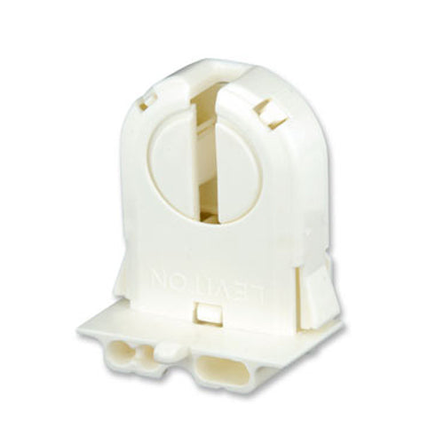 Leviton 23653-WP, Standard Fluorescent Lampholder with Panel Locator Post, Medium Base, T8-T12 Bi-Pin, Low Profile, Snap-In or Slide-ON, Lamp-Lock, Internal Shunt, Quickwire 18AWG Solid or Str Tinned, White, 4 Packs