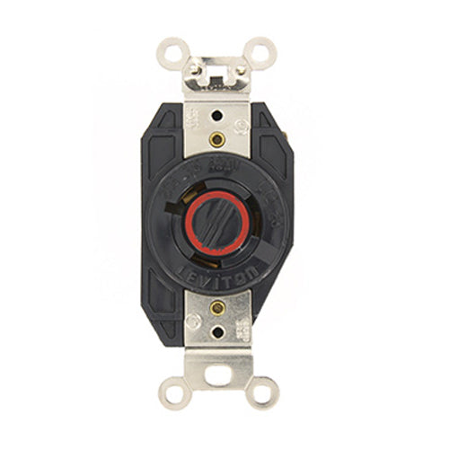Leviton 2380, Flush Mount Locking Receptacle, Industrial Grade, 3-Phase, 20A 480V, NEMA L12-20R, 3-Pole, 3-Wire, Non-Grounding, Black