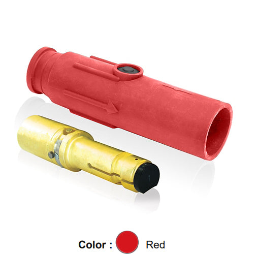 Leviton 23L23-SR, 23 Series Latching Taper Nose Single Pole Cam-Type Male Plug, Industrial Grade, Crimp Tube Termination, 500-750 MCM Cable, 690 Amp Max, Red
