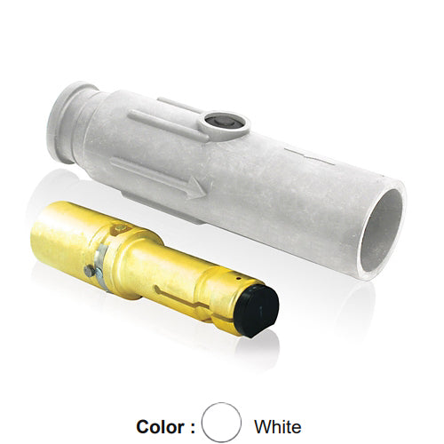 Leviton 23L23-SW, 23 Series Latching Taper Nose Single Pole Cam-Type Male Plug, Industrial Grade, Crimp Tube Termination, 500-750 MCM Cable, 690 Amp Max, White