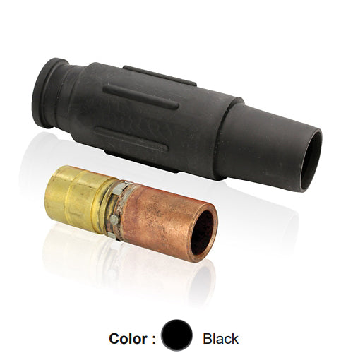 Leviton 23L26-SE, 23 Series Latching Taper Nose Single Pole Cam-Type Female Plug, Industrial Grade, Crimp Tube Termination, 500-750 MCM Cable, 690 Amp Max, Black