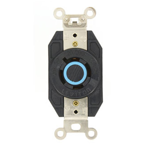 Leviton 2440, Flush Mount Locking Receptacle, Industrial Grade, 20A 120/208V, 3-Phase Y, NEMA L18-20R, 4-Pole, 4-Wire, Non-Grounding, Black