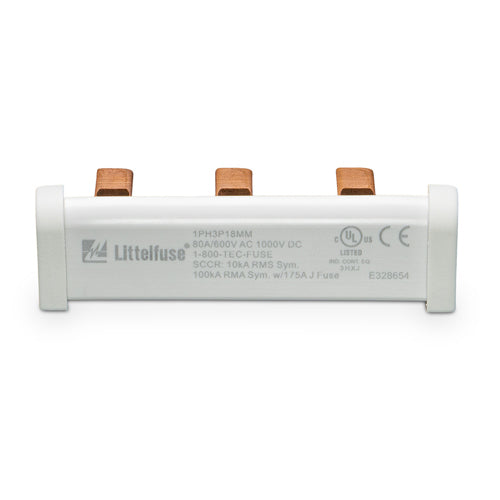 Littelfuse POWR Busbar 80A Power Distribution System, 600Vac/1000Vdc, 1 Phase, 3 Pole, 18mm² Cross Section, 1PH3P18MM
