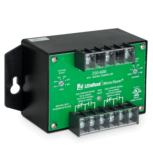 Littelfuse 250600, 250A Series, 3-Phase Voltage/Phase Monitor, Voltage Sensing AC 475 ~ 600VAC, DPDT (2 Form C)