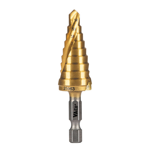 Klein Tools 25963, 9-Step Drill Bit, Double-Fluted, 1/4-Inch to 3/4-Inch