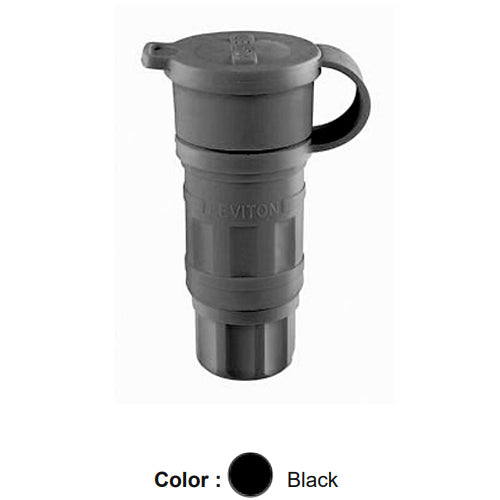 Leviton 25W47-B, Wetguard Watertight Locking Connector, Industrial Grade, 15A 125V, NEMA L5-15R, 2-Pole, 3-Wire, Grounding, Black